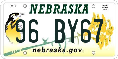 NE license plate 96BY67