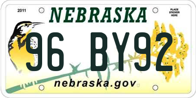 NE license plate 96BY92