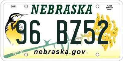 NE license plate 96BZ52