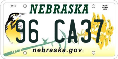 NE license plate 96CA37
