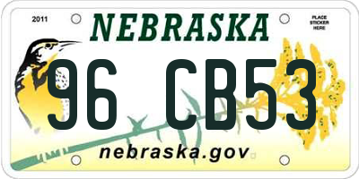 NE license plate 96CB53