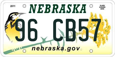 NE license plate 96CB57