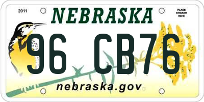NE license plate 96CB76