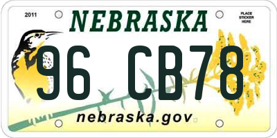NE license plate 96CB78