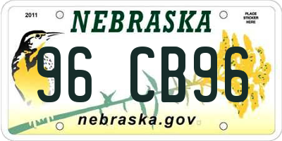 NE license plate 96CB96
