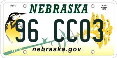 NE license plate 96CC03
