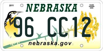 NE license plate 96CC12