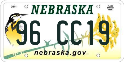 NE license plate 96CC19