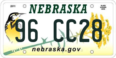 NE license plate 96CC28