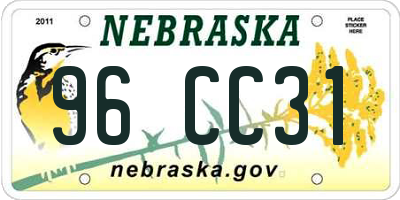 NE license plate 96CC31