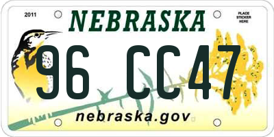 NE license plate 96CC47