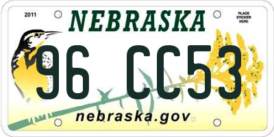 NE license plate 96CC53