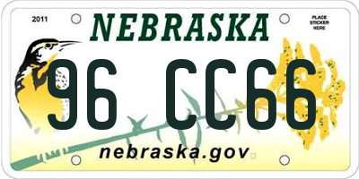 NE license plate 96CC66