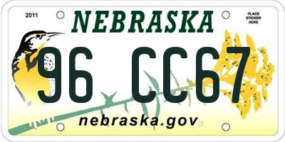 NE license plate 96CC67