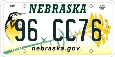 NE license plate 96CC76