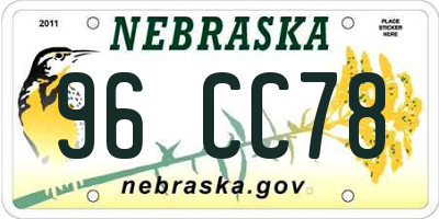 NE license plate 96CC78