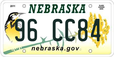 NE license plate 96CC84