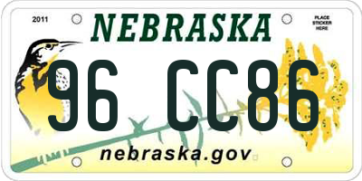 NE license plate 96CC86