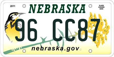 NE license plate 96CC87