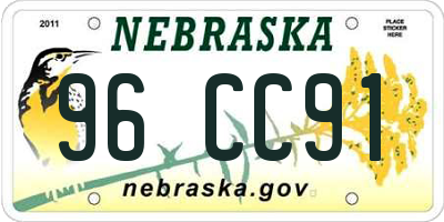 NE license plate 96CC91