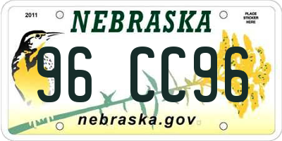 NE license plate 96CC96