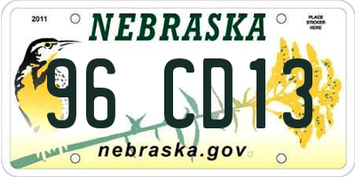 NE license plate 96CD13