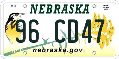 NE license plate 96CD47