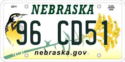 NE license plate 96CD51