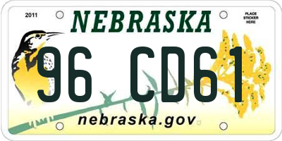 NE license plate 96CD61