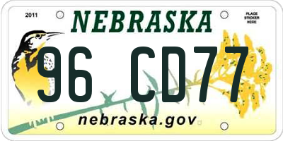 NE license plate 96CD77