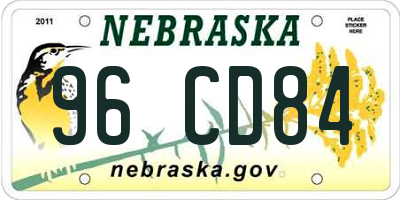 NE license plate 96CD84