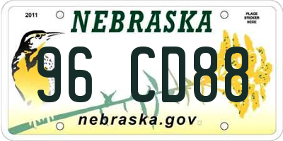 NE license plate 96CD88