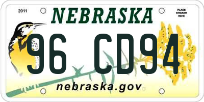 NE license plate 96CD94