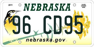 NE license plate 96CD95