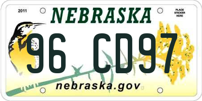 NE license plate 96CD97