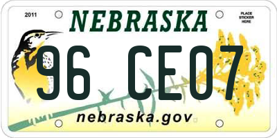NE license plate 96CE07