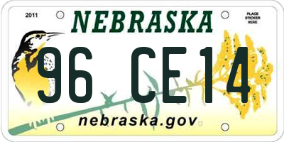 NE license plate 96CE14