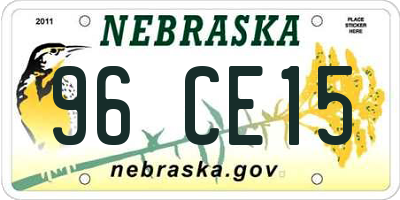 NE license plate 96CE15
