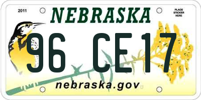 NE license plate 96CE17