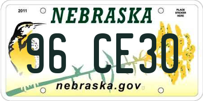 NE license plate 96CE30