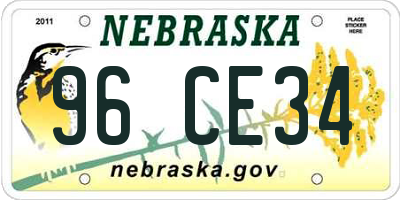 NE license plate 96CE34