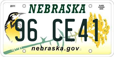 NE license plate 96CE41