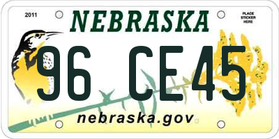 NE license plate 96CE45