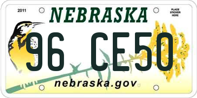 NE license plate 96CE50