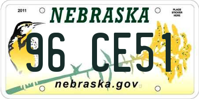 NE license plate 96CE51