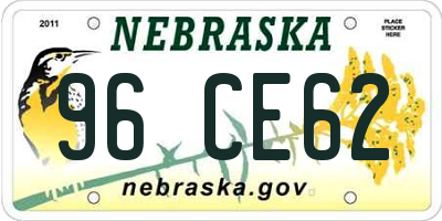 NE license plate 96CE62