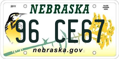 NE license plate 96CE67