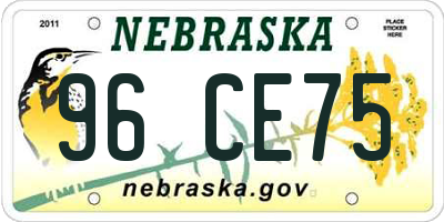 NE license plate 96CE75