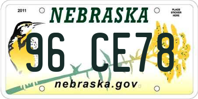NE license plate 96CE78