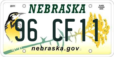 NE license plate 96CF11